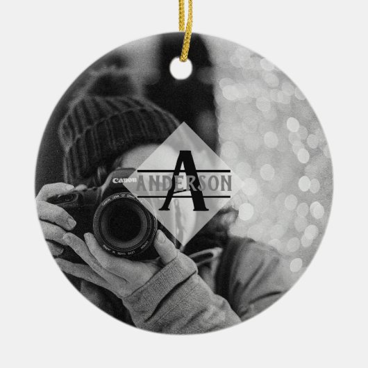 Aanpasbare FOTO Monogram Cadeaus Modern Keramisch Ornament (Voorkant)