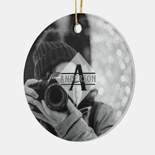 Aanpasbare FOTO Monogram Cadeaus Modern Keramisch Ornament (Links)
