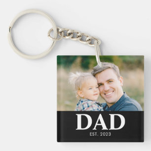 Aanpasbare Foto Vader Opgerichte Vaderdag Sleutelhanger