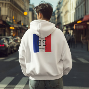 Aanpasbare Frankrijk Vlag Voetbal Persoonlijk  Hoodie