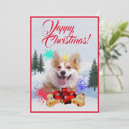 Aanpasbare Funny Corgi Dog Yappy Xmas Kaart (Staand voorkant)