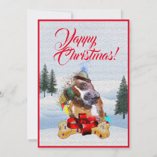 Aanpasbare Funny Pittie Dog Christmas Kaart