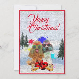Aanpasbare Funny Poodle Dog Christmas Kaart