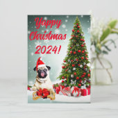 Aanpasbare Funny Pug Dog Yapy Christmas Kaart (Staand voorkant)