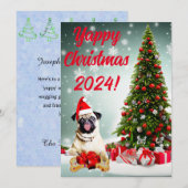 Aanpasbare Funny Pug Dog Yapy Christmas Kaart (Voorkant / Achterkant)