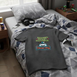 Aanpasbare Gamer Tag "Respawn Repeat Recharge" T-shirt