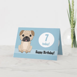 Aanpasbare geboortedagkaart voor Cute Pug Kaart
