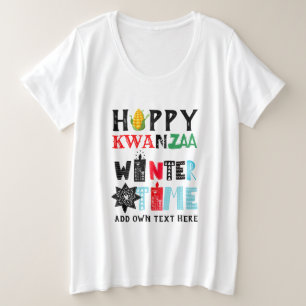 Aanpasbare Gelukkige KWANZAA Wintertijd Kaarsen Grote Maat T-shirt