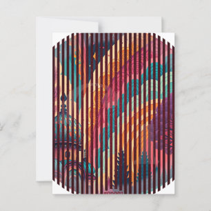 Aanpasbare gestreepte fantasie ansichtkaart briefkaart