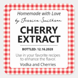 Aanpasbare Gingham Extract Label - Rood