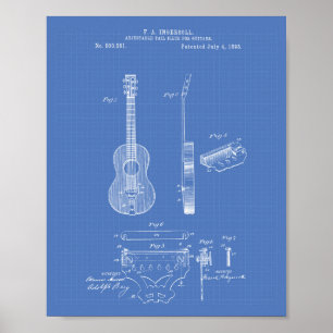 Aanpasbare gitaren 1893 Kunstmatige blauwdruk voor Poster