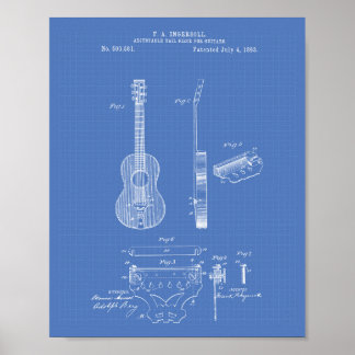 Aanpasbare gitaren 1893 Kunstmatige blauwdruk voor Poster