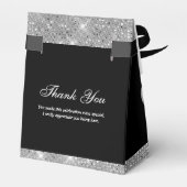 Aanpasbare Glam Zwart en Zilver Favor Box Bedankdoosjes (Achterkant)
