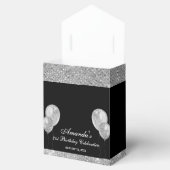 Aanpasbare Glam Zwart en Zilver Favor Box Bedankdoosjes (Geopend)