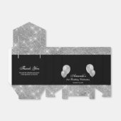 Aanpasbare Glam Zwart en Zilver Favor Box Bedankdoosjes (Uitgevouwen)