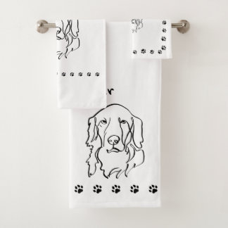 Aanpasbare Golden Retriever Line Art Bad Handdoek