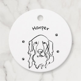 Aanpasbare Golden Retriever Line Art Bedankjes Labels