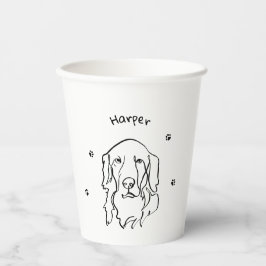 Aanpasbare Golden Retriever Line Art Papieren Bekers