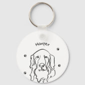 Aanpasbare Golden Retriever Line Art Sleutelhanger (Achterkant)