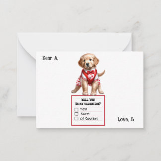 Aanpasbare Goud Retriever Puppy Valentijn Notitiekaartje