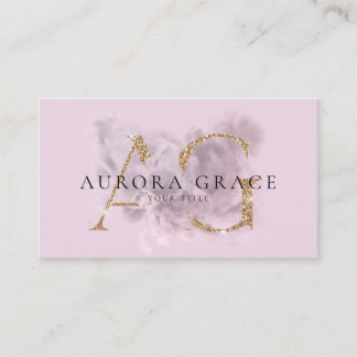 Aanpasbare gouden en lila monogram visitekaartje