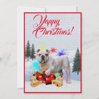 Aanpasbare Grappige Britse Bulldog Yappy Kerstkaar Aankondiging