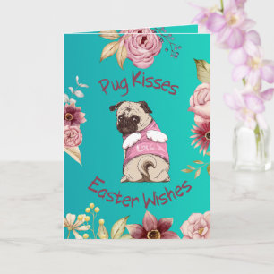 Aanpasbare Grappige Pug Pasen Wenskaart Kaart