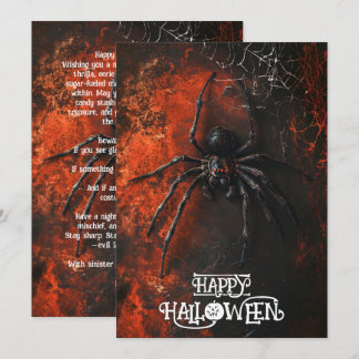 Aanpasbare griezelige spin gelukkig Halloween kaar Kaart