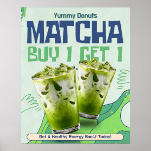 Aanpasbare groene witte Matcha Koop 1 krijg 1 grat Poster