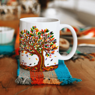 Aanpasbare Herfstboom Warm Kleuren Herfst Kunstwer Koffiemok