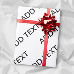 Aanpasbare Herhalende Tekst Modern Wit & Zwart Cadeaupapier