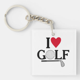 Aanpasbare Ik hou van Golfballen Sleutelhanger