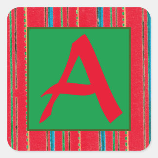 AANPASBARE INITIËLE KERSTSTICKER VIERKANTE STICKER