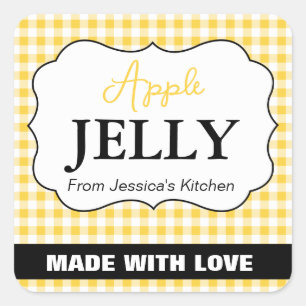 Aanpasbare Jam Jelly Preserveringslabel ZJM_001a Vierkante Sticker