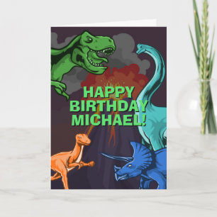 Aanpasbare Jurassic Dino Kids Dinosaur Verjaardag Kaart