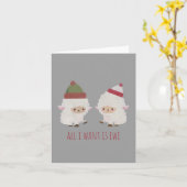 Aanpasbare Kawaii Schaap in Kerstmuts Kaart (Gele Bloem)