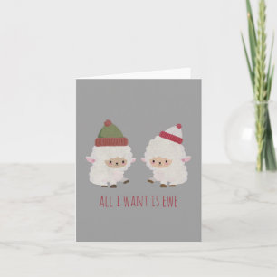 Aanpasbare Kawaii Schaap in Kerstmuts Kaart