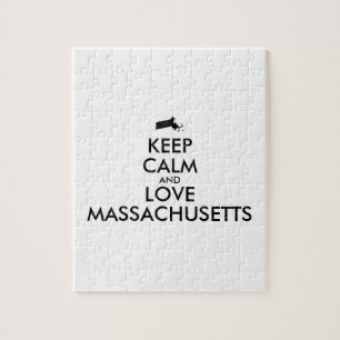 Aanpasbare KEEP CALM en LOVE MASSACHUSETTS Legpuzzel