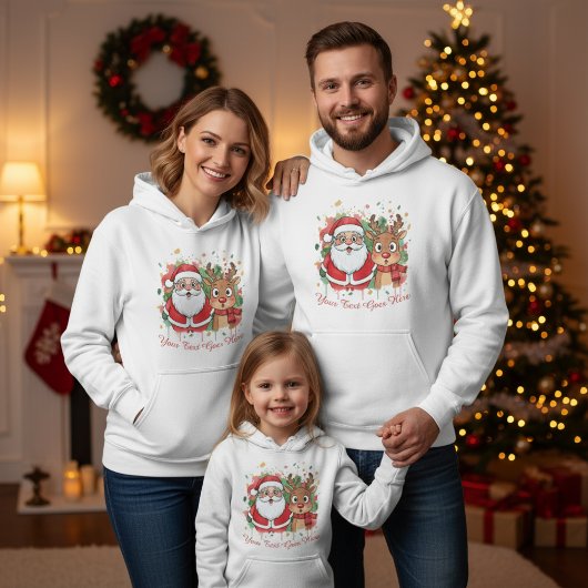 Aanpasbare Kerstman & Rendier Kerstmis Hoodie