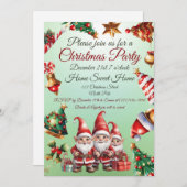 Aanpasbare kerstuitnodiging feestdagenkaart (Voorkant / Achterkant)