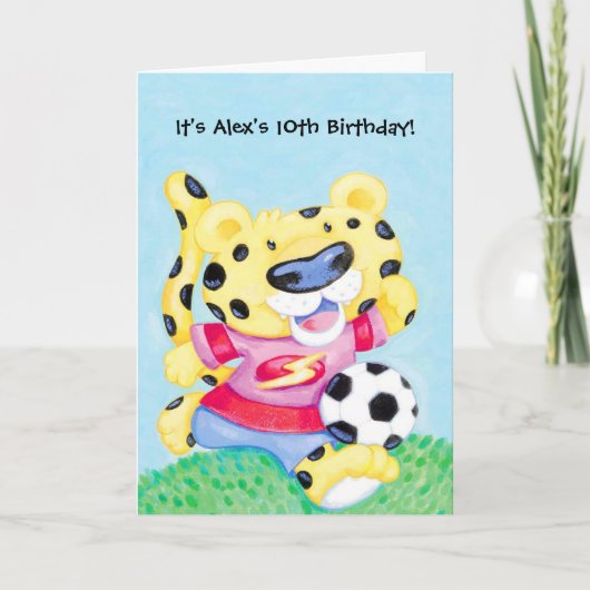 Aanpasbare Kinder leopard-voetbal uitnodigingen (Voorkant)