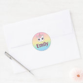 Aanpasbare kindernaamsticker – Eenhoornontwerp Ronde Sticker (Envelop)