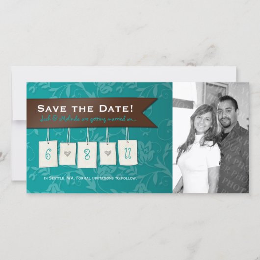 Aanpasbare kleur: DIY Save the Date Photo Cards (Voorkant)