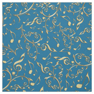 Aanpasbare kleuren met Gold Muzieknoten - Floral F Stof