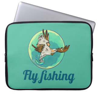 Aanpasbare laptophoes met visarend die vis vangt laptop sleeve