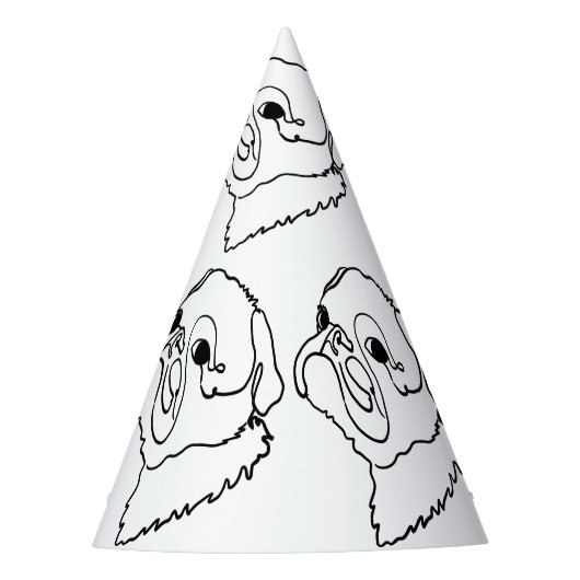 Aanpasbare Line Art Pug Feesthoedjes (Voorkant)