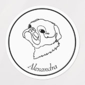 Aanpasbare Line Art Pug Labels (Design 2)