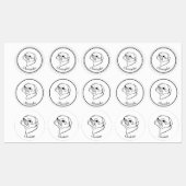 Aanpasbare Line Art Pug Labels (Vel)