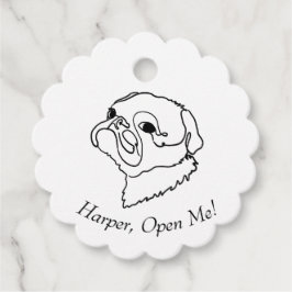 Aanpasbare Line Art Tekening Illustratie Pug Bedankjes Labels