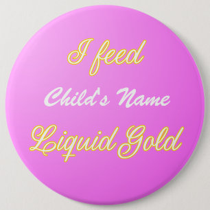 Aanpasbare Liquid Gold Badge Roze Ronde Button 6,0 Cm